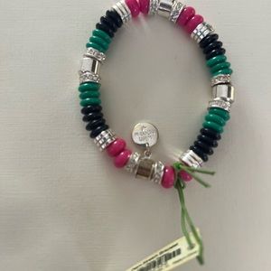 Multi color Bracelet with silver charm